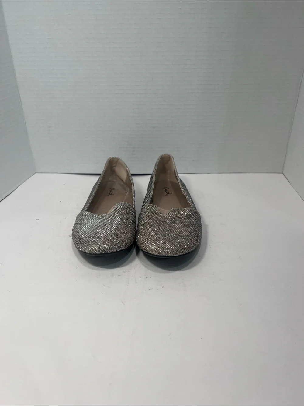 Qupid Silver Glitter Ballet Flats